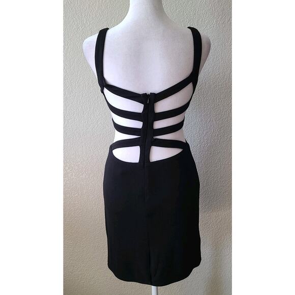 Alyce Paris Retro Babydoll Mini Black Dress Sz 00 NYE Evening Cutout Party Y2K - Picture 7 of 12
